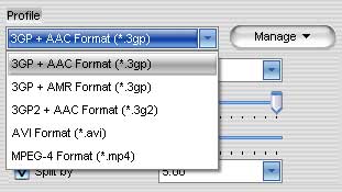 Select the Profile in AVI to 3gp video converter